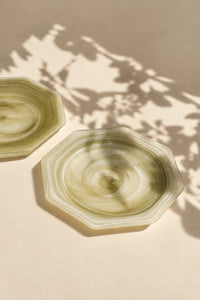 Meadow Orbit Sage Glass Serving Plate