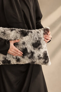 Stormy Mist Grey Faux Fur Cushion Cover