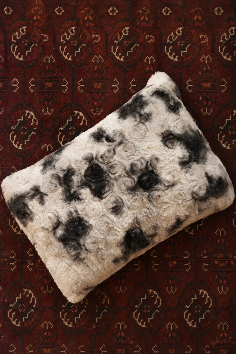 Stormy Mist Grey Faux Fur Cushion Cover