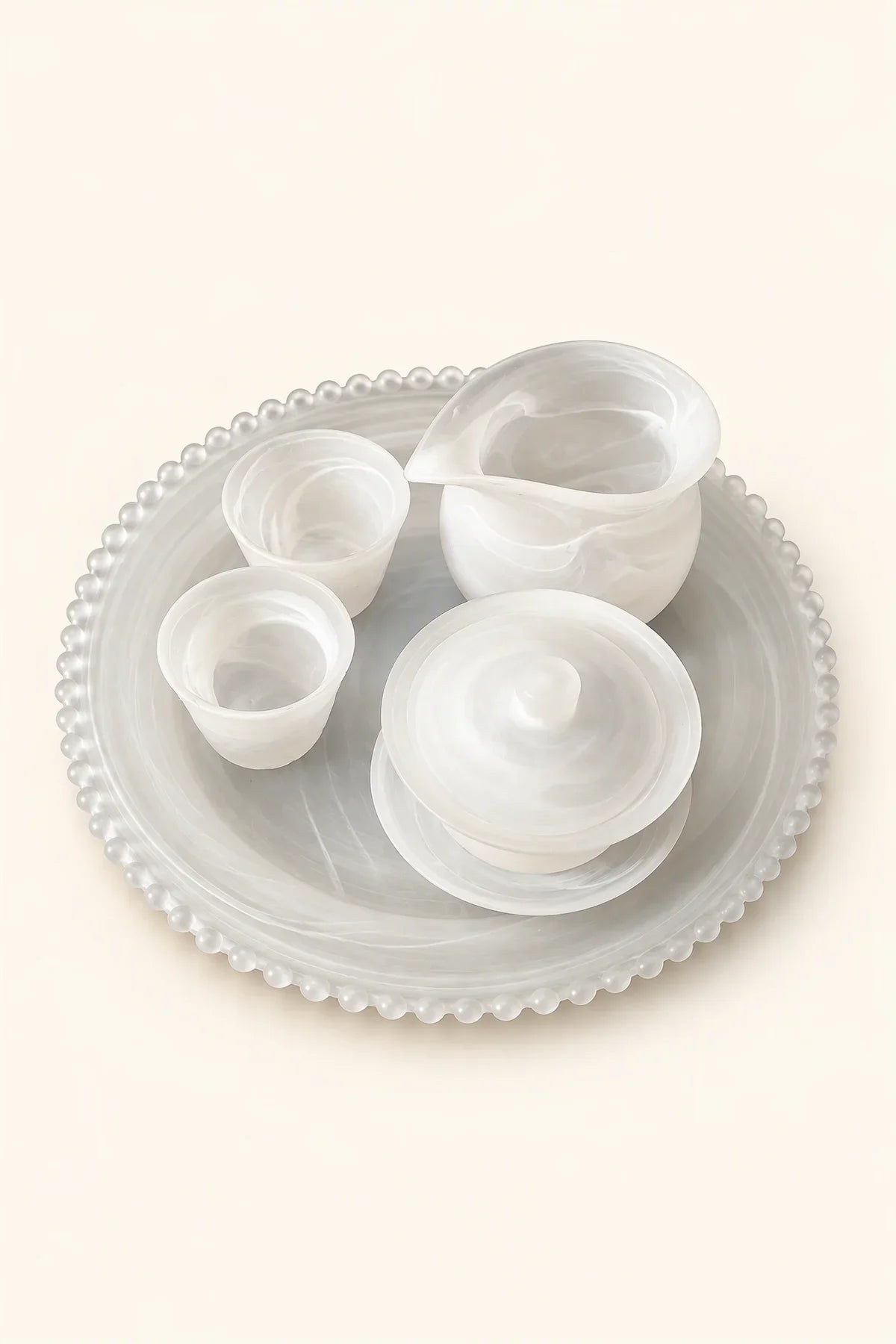 Mist Ritual Frosted White Glass Tea Set