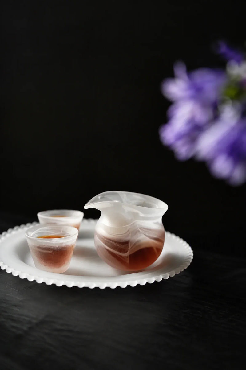 Mist Ritual Frosted White Glass Tea Set