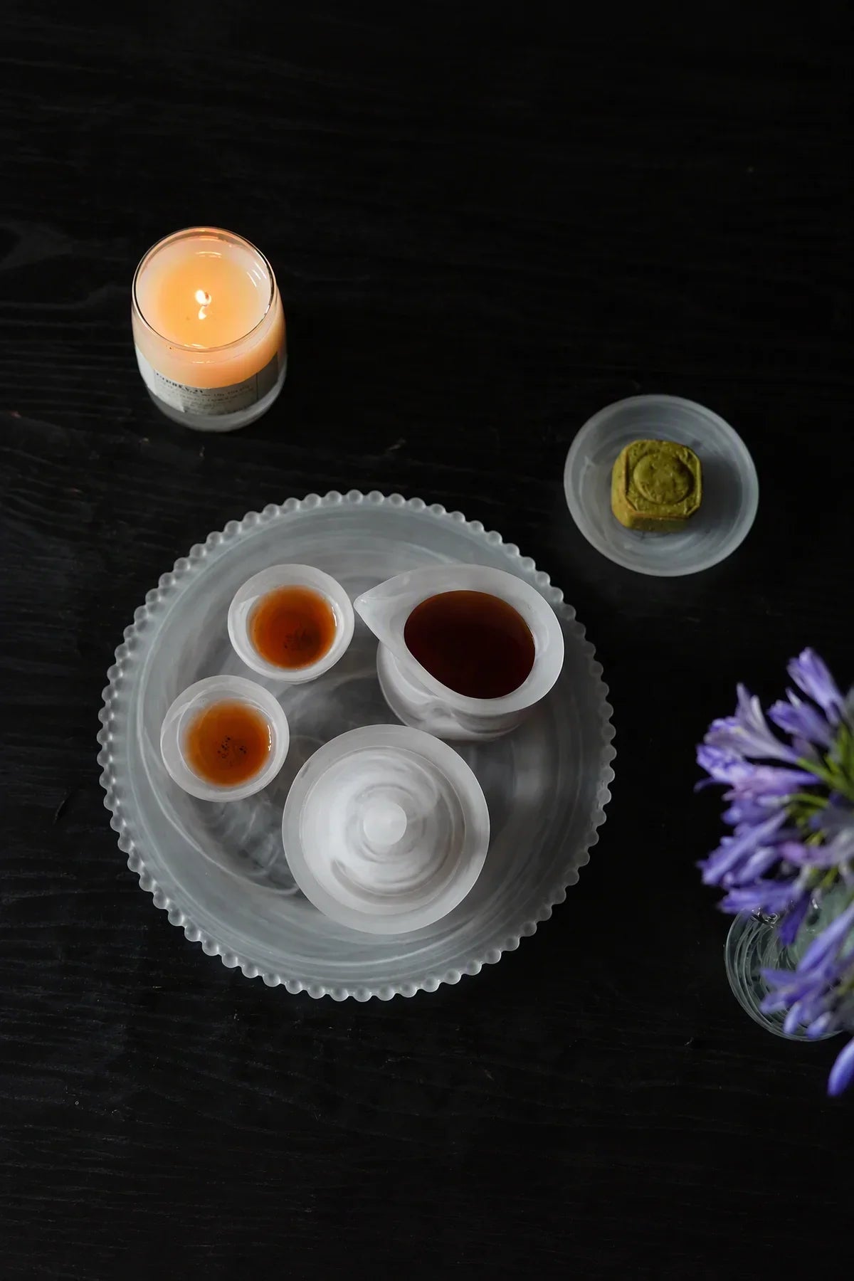 Mist Ritual Frosted White Glass Tea Set