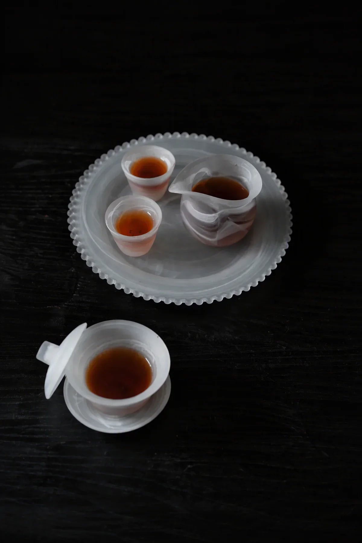 Mist Ritual Frosted White Glass Tea Set