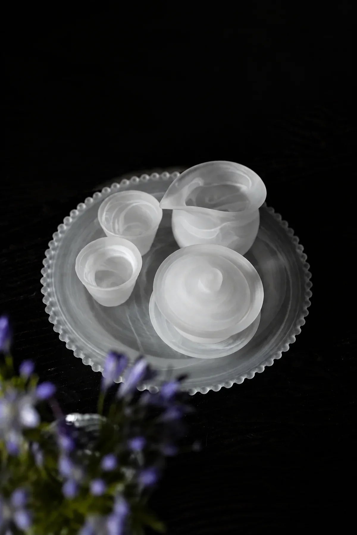 Mist Ritual Frosted White Glass Tea Set