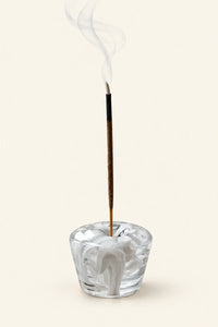 Morning Mist White Swirl Glass Incense Holder