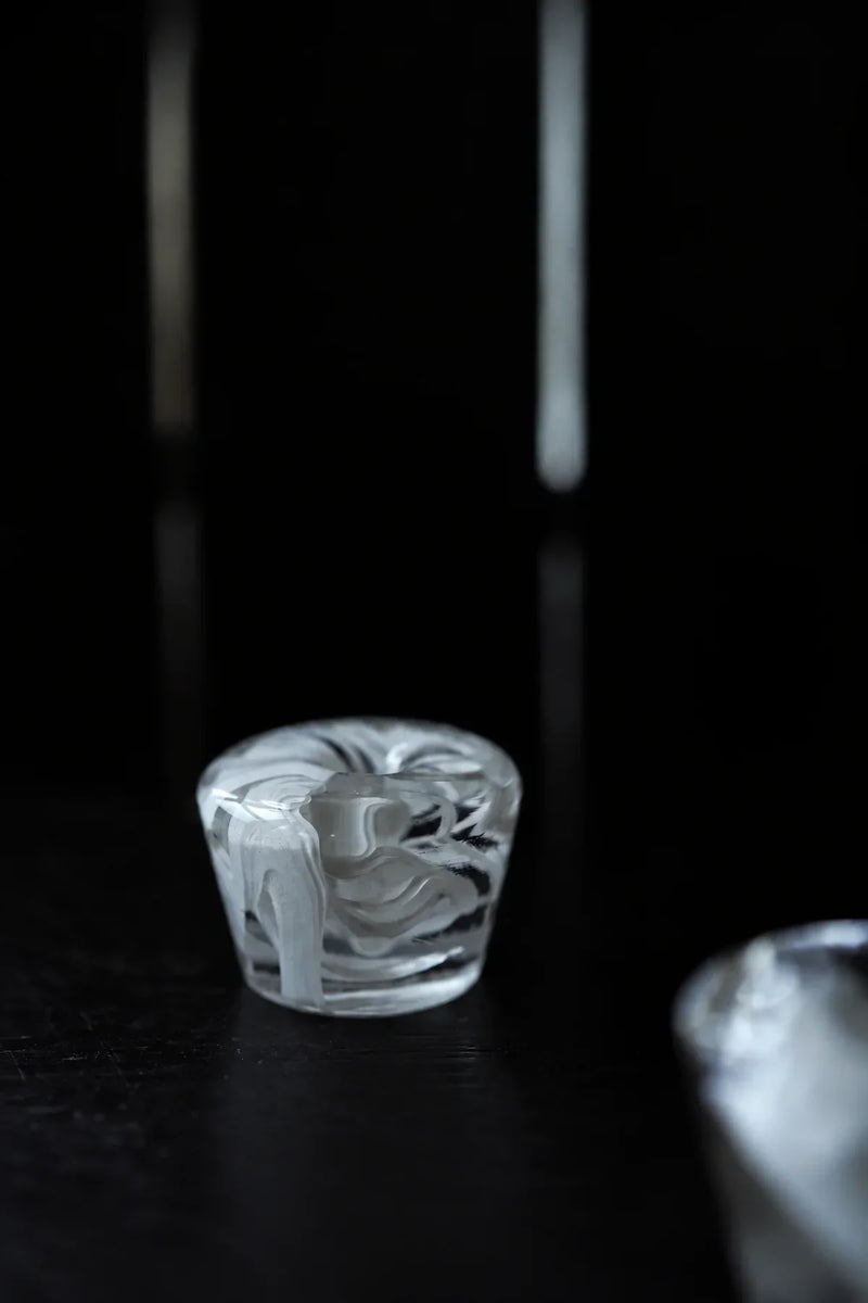 Morning Mist White Swirl Glass Incense Holder