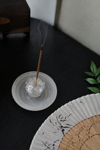 Morning Mist White Swirl Glass Incense Holder