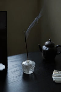 Morning Mist White Swirl Glass Incense Holder