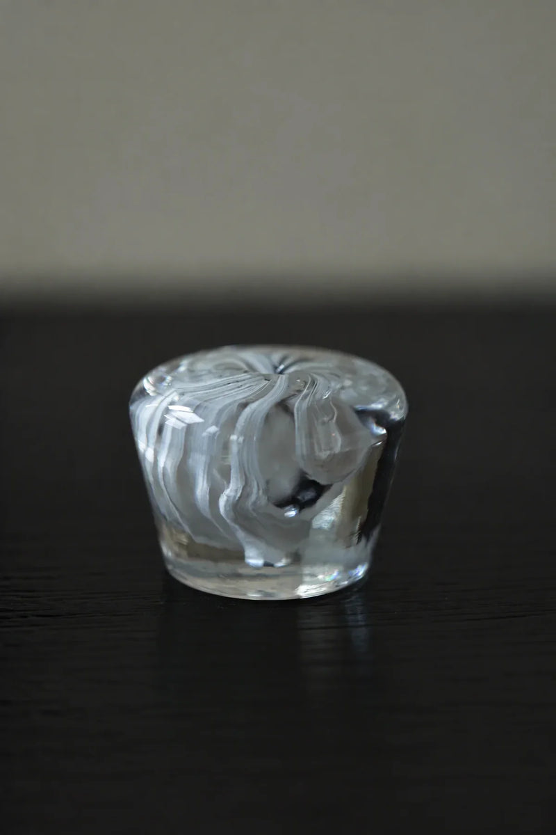 Morning Mist White Swirl Glass Incense Holder
