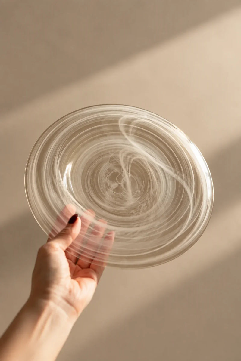 Cloud Current Clear Glass Dessert Plate