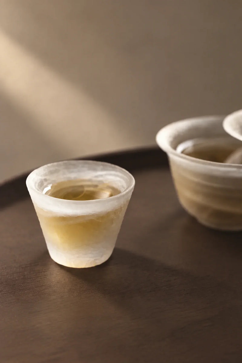 Cloud Current Frosted White Glass Gaiwan Tea Set