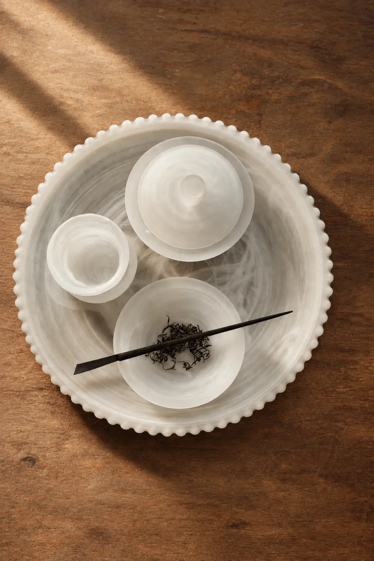 Cloud Current Frosted White Glass Gaiwan Tea Set
