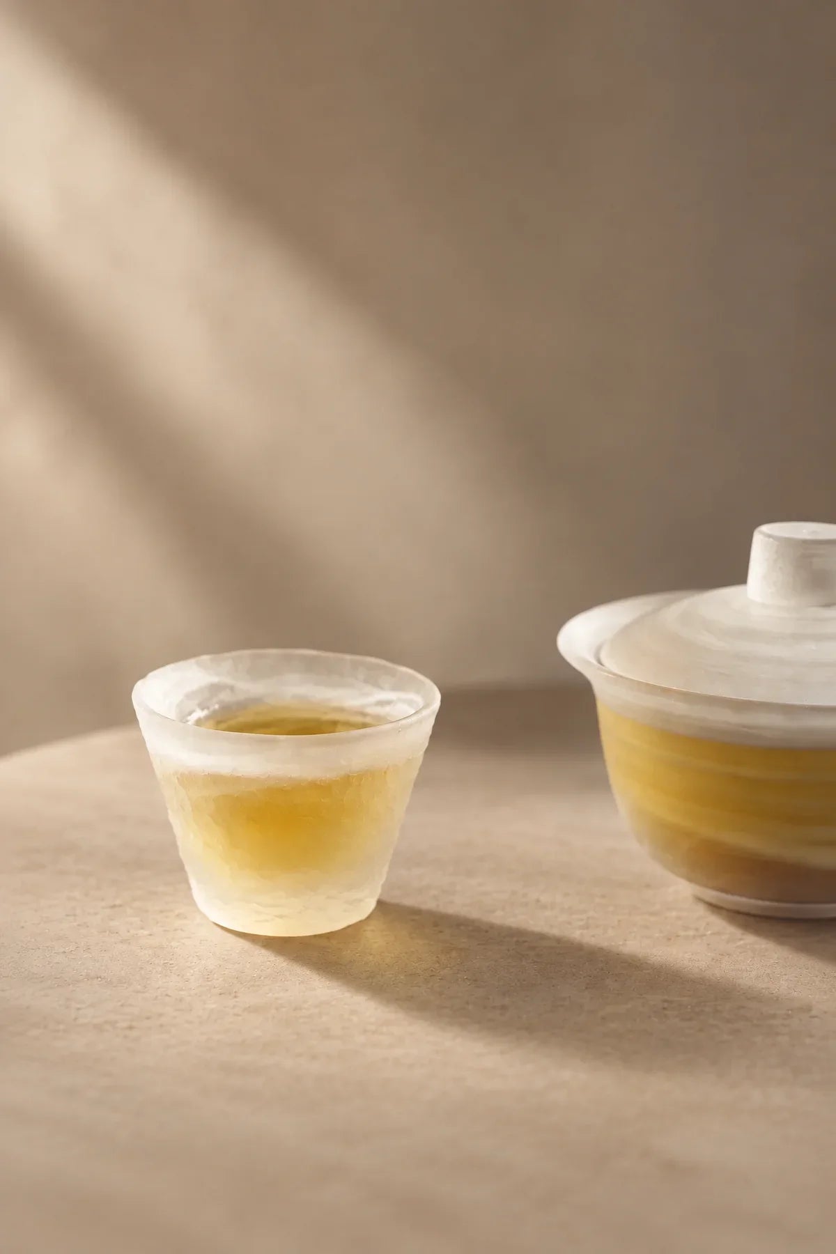 Cloud Current Frosted White Glass Gaiwan Tea Set