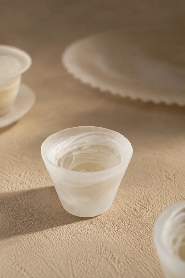 Cloud Current Frosted White Glass Gaiwan Tea Set