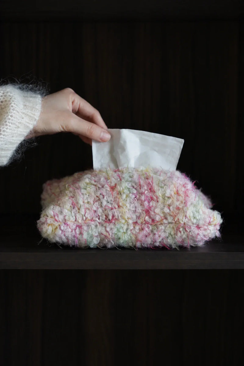 Petal Fleck Pink and Green Yarn Tissue Cover