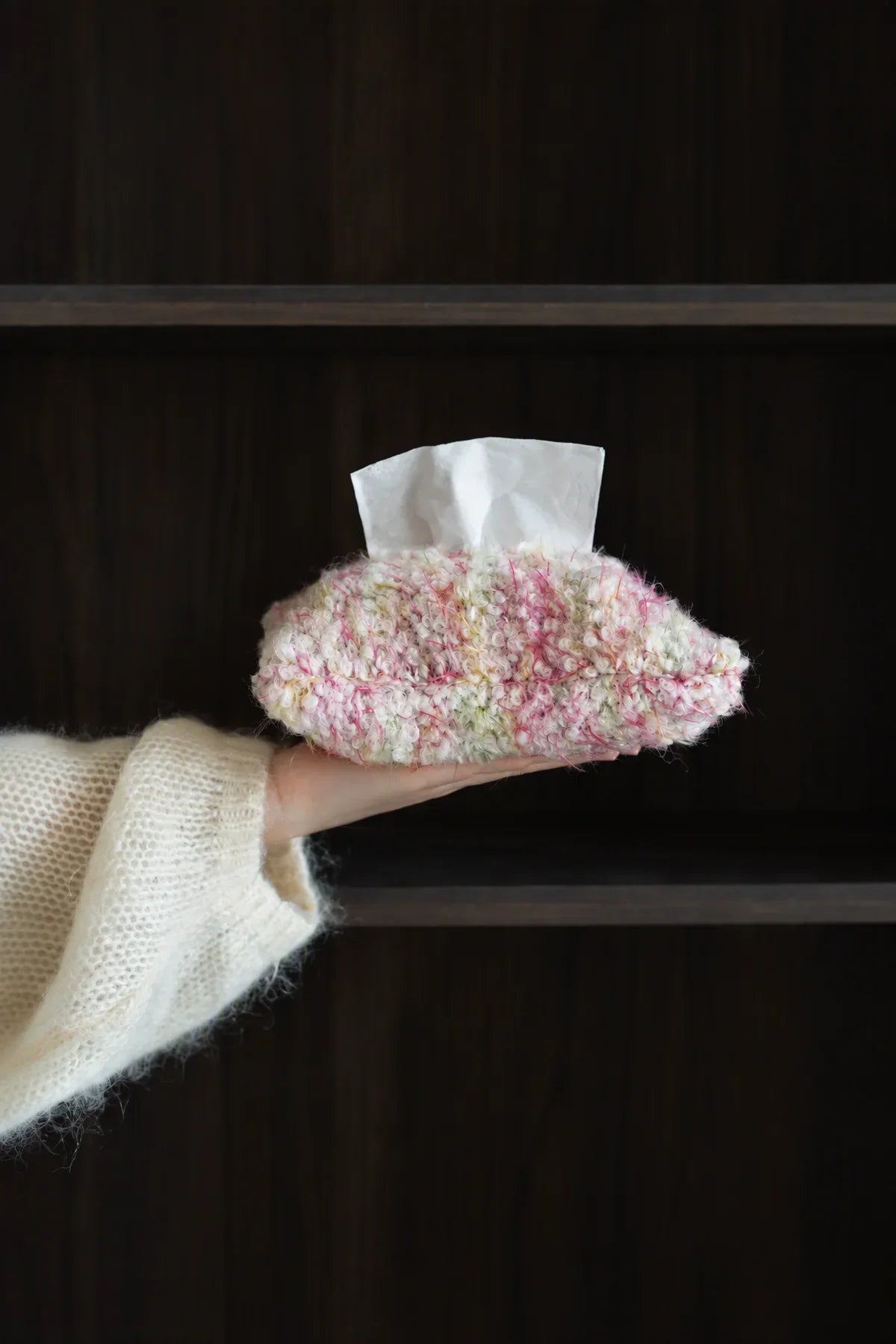 Petal Fleck Pink and Green Yarn Tissue Cover