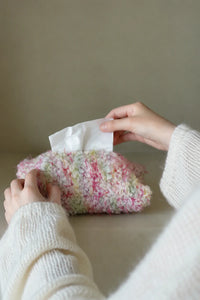 Petal Fleck Pink and Green Yarn Tissue Cover
