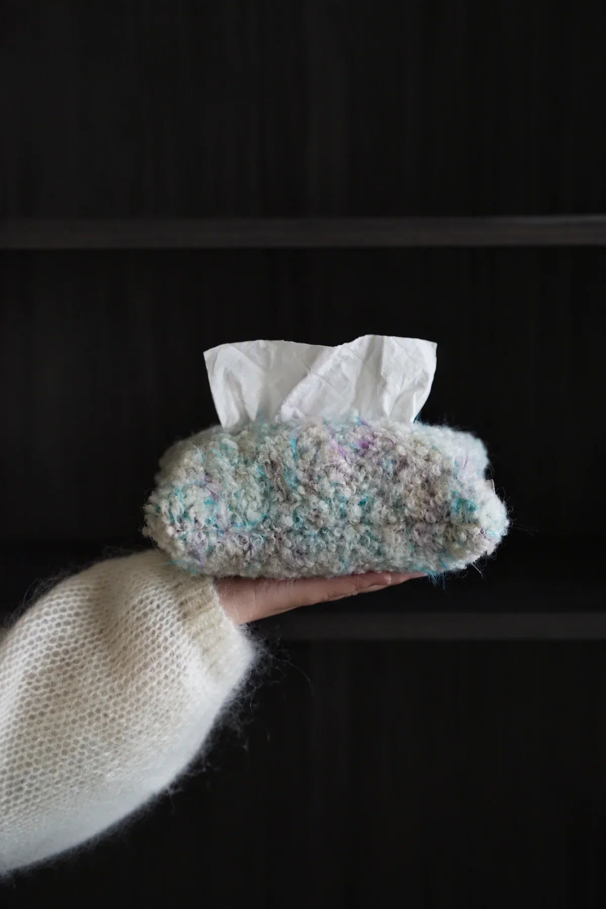 Petal Fleck Pink and Green Yarn Tissue Cover