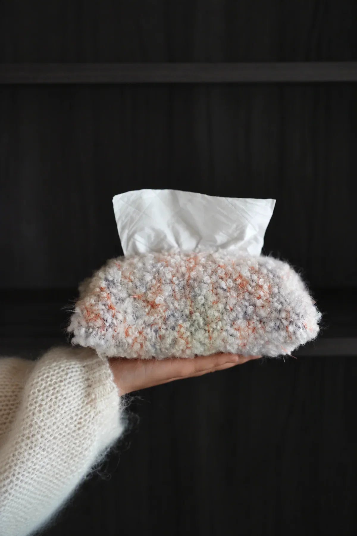 Petal Fleck Pink and Green Yarn Tissue Cover