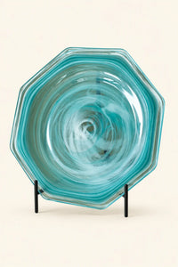 Still Current Teal Glass Serving Plate