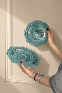 Still Current Teal Glass Serving Plate