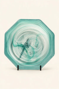 Tidal Orbit Teal Glass Serving Plate