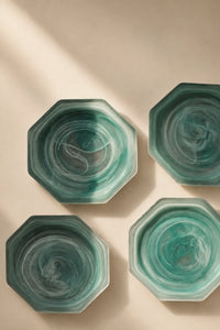 Tidal Orbit Teal Glass Serving Plate