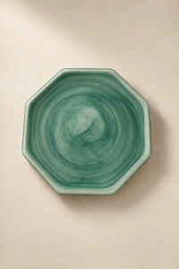 Tidal Orbit Teal Glass Serving Plate