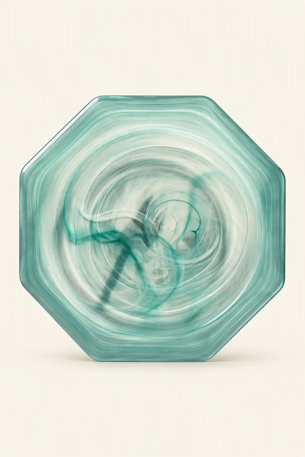 Tidal Orbit Teal Glass Serving Plate