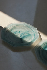 Tidal Orbit Teal Glass Serving Plate