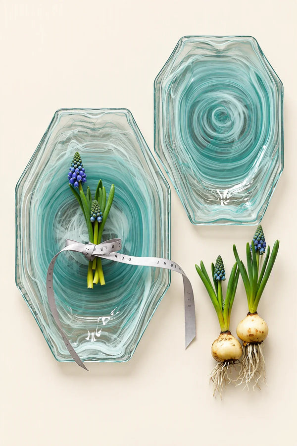 Moonpool Aqua Glass Serving Plate