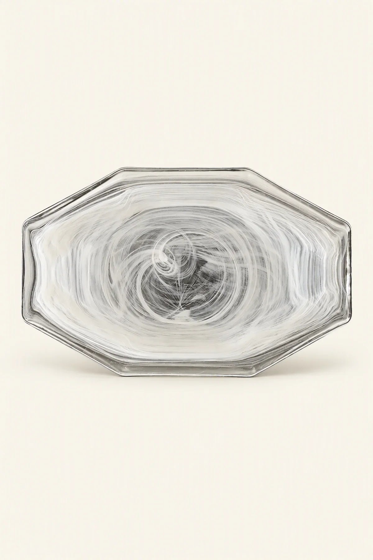 Quiet Orbit White-Swirl Glass Serving Tray