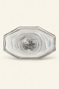Quiet Orbit White-Swirl Glass Serving Tray