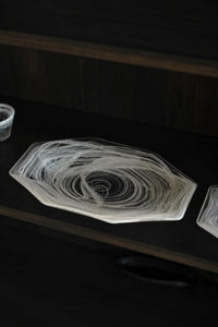 Quiet Orbit White-Swirl Glass Serving Tray