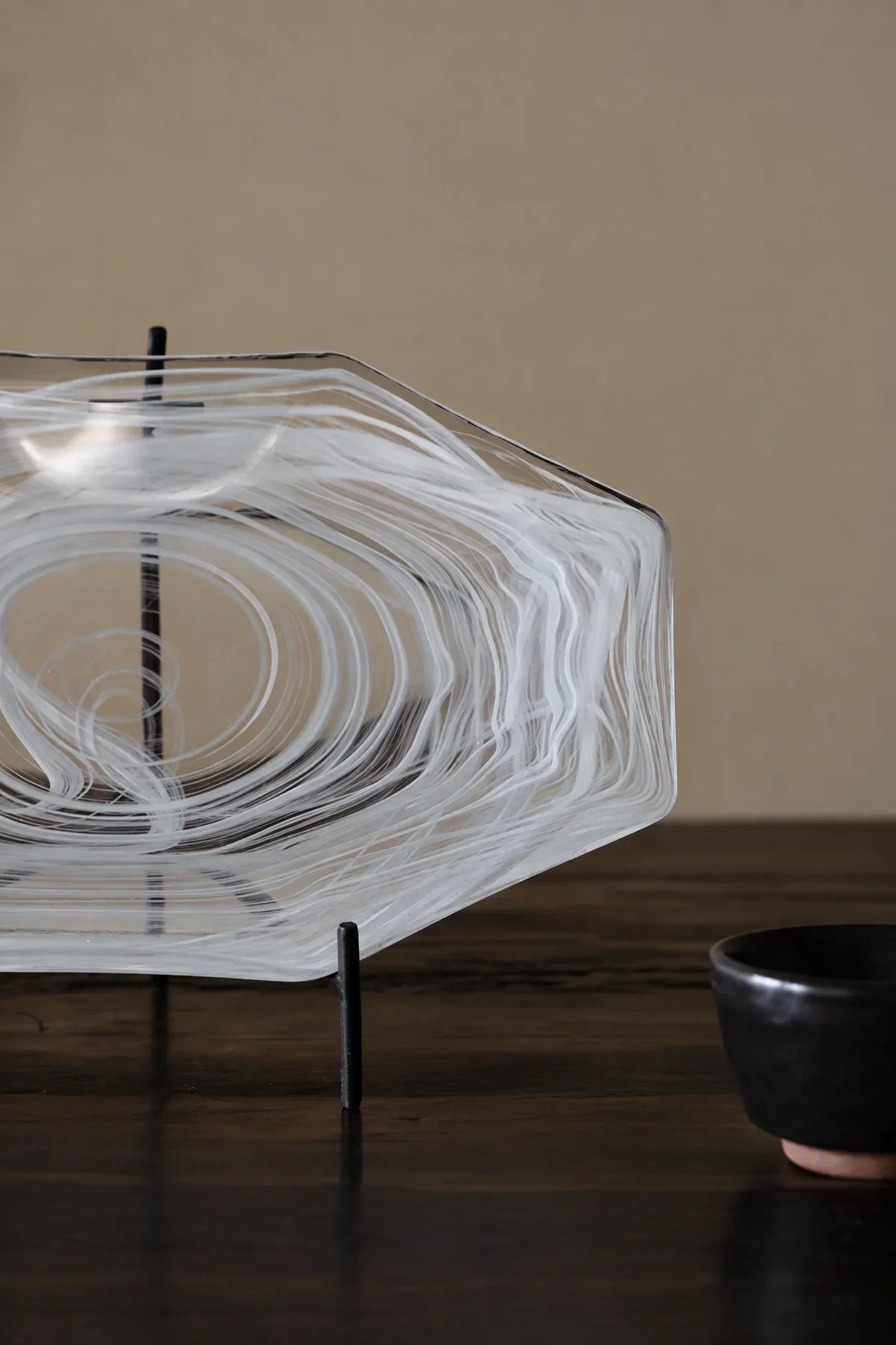 Quiet Orbit White-Swirl Glass Serving Tray