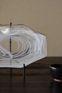 Quiet Orbit White-Swirl Glass Serving Tray