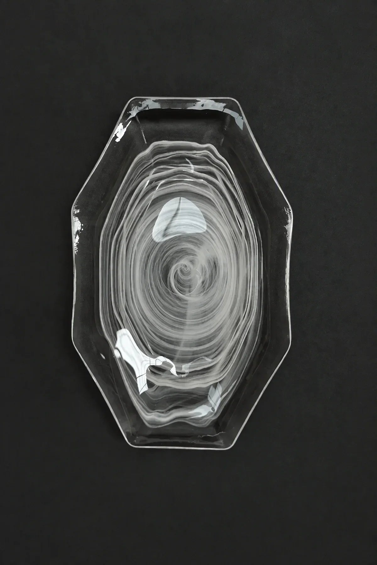 Quiet Orbit White-Swirl Glass Serving Tray