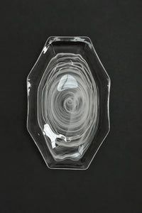 Quiet Orbit White-Swirl Glass Serving Tray