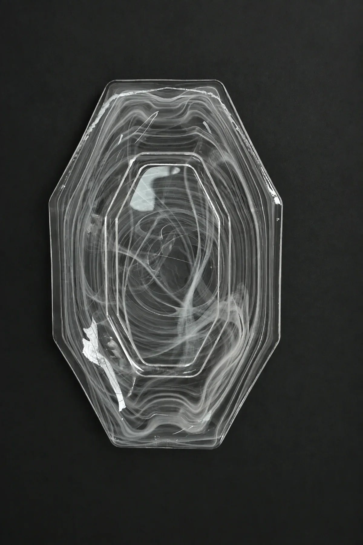 Quiet Orbit White-Swirl Glass Serving Tray