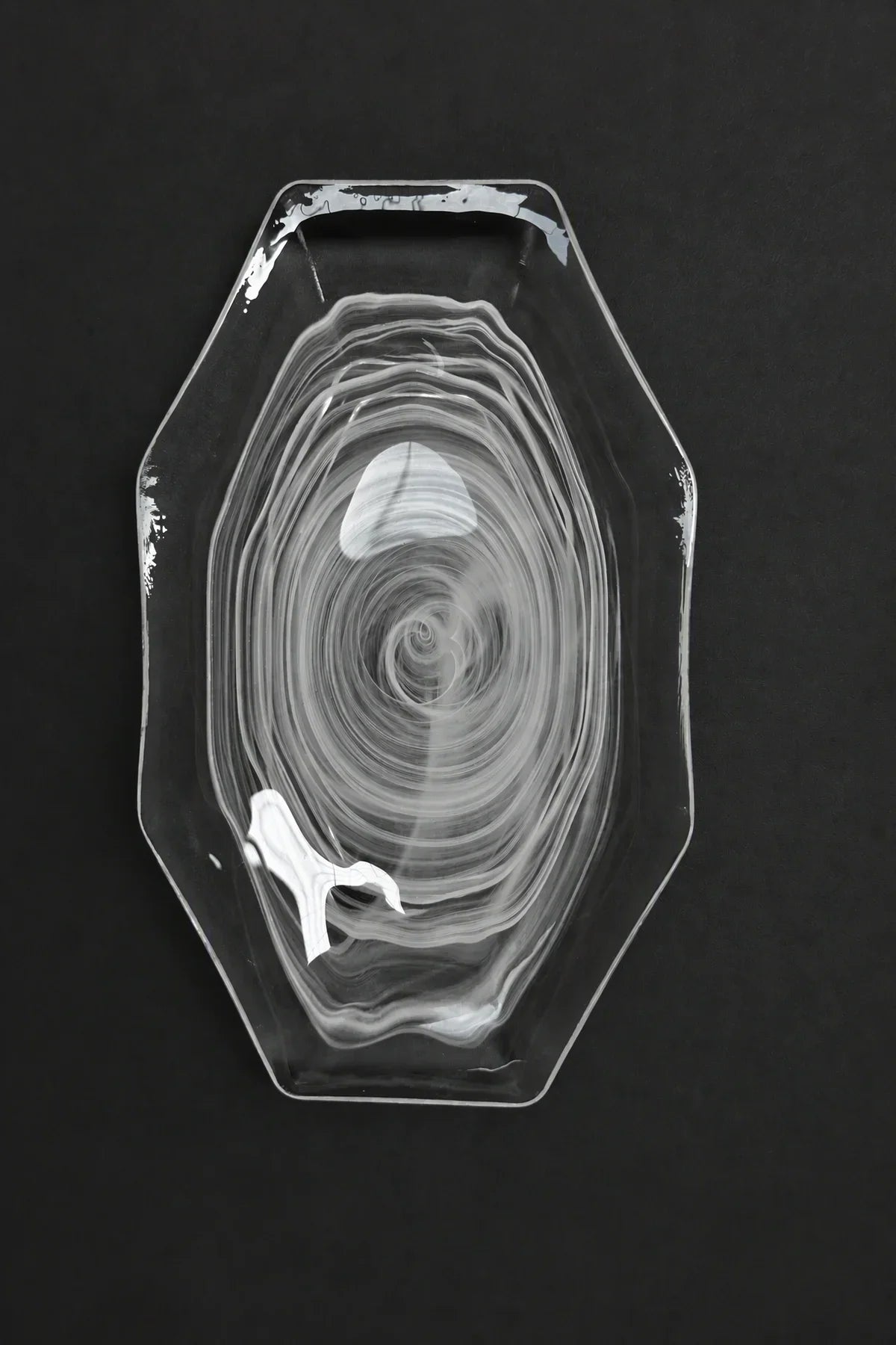 Quiet Orbit White-Swirl Glass Serving Tray