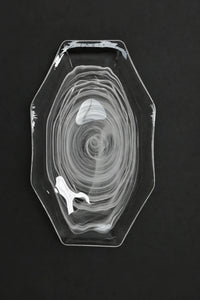 Quiet Orbit White-Swirl Glass Serving Tray