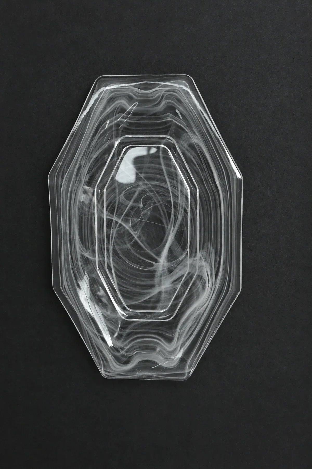 Quiet Orbit White-Swirl Glass Serving Tray
