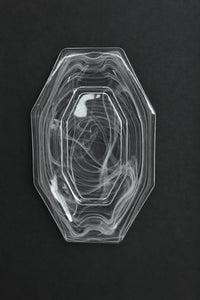Quiet Orbit White-Swirl Glass Serving Tray