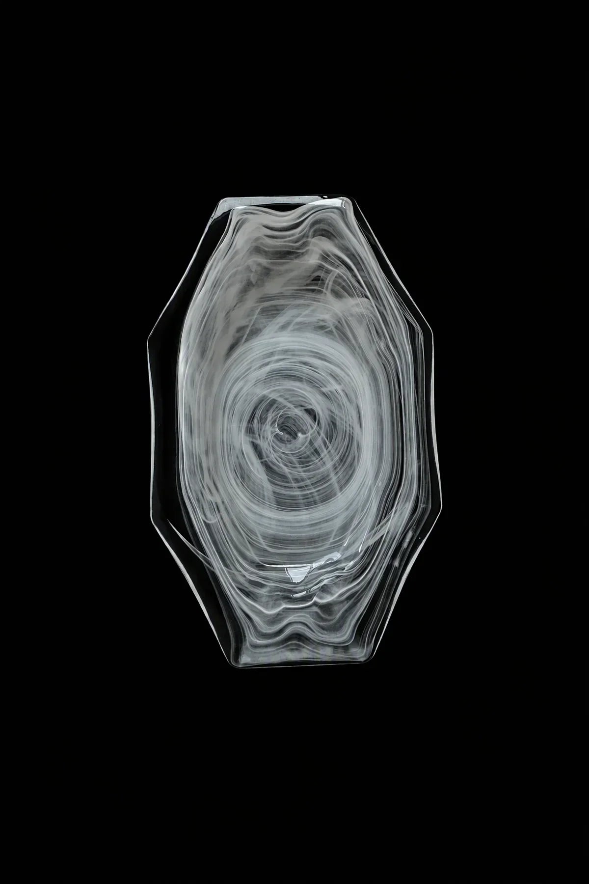 Quiet Orbit White-Swirl Glass Serving Tray
