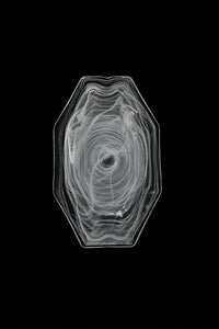 Quiet Orbit White-Swirl Glass Serving Tray