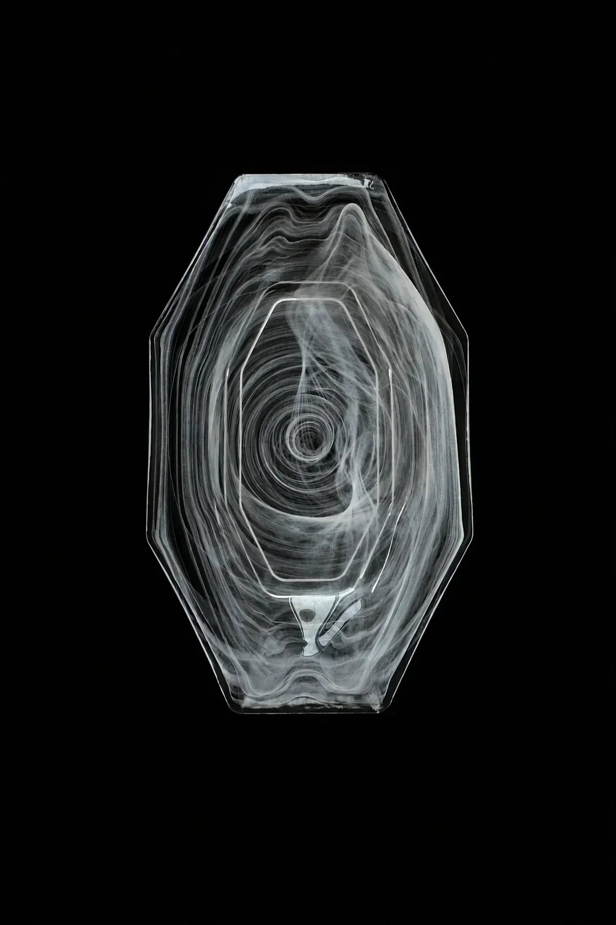 Quiet Orbit White-Swirl Glass Serving Tray