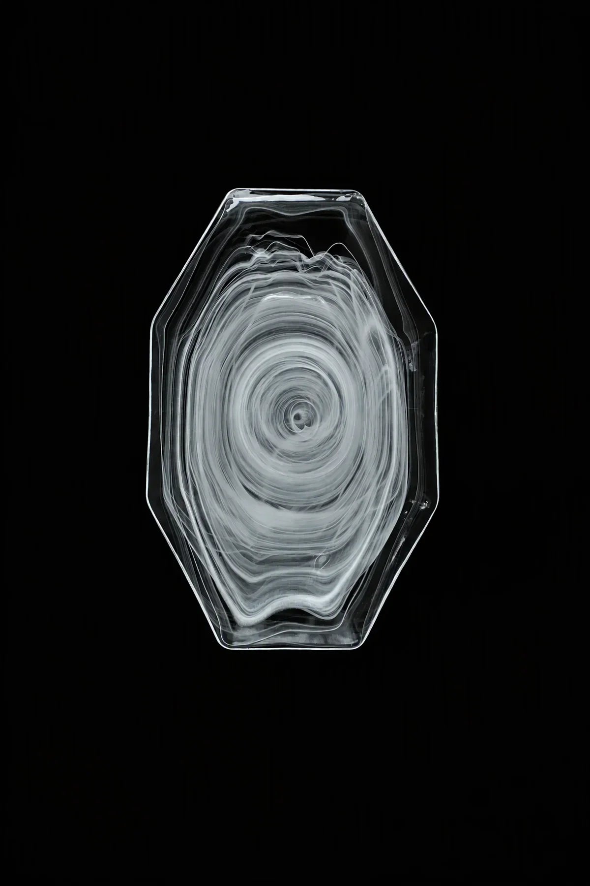 Quiet Orbit White-Swirl Glass Serving Tray