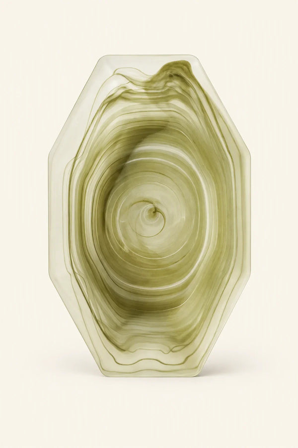 Still Current Sage Glass Serving Bowl