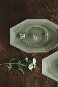 Still Current Sage Glass Serving Bowl