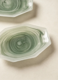 Still Current Sage Glass Serving Bowl